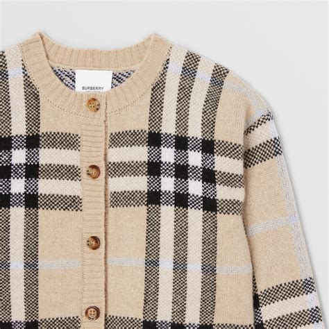 Check Wool Cardigan in Sand 